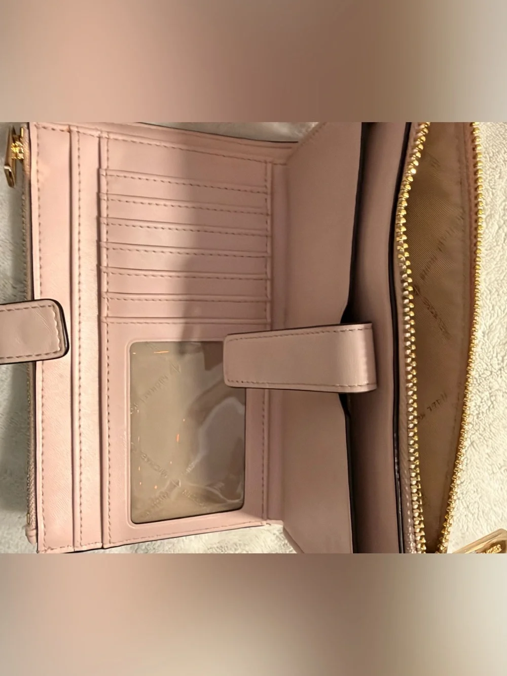 Michael Kors Pink and Cream Logo Wristlet Wallet